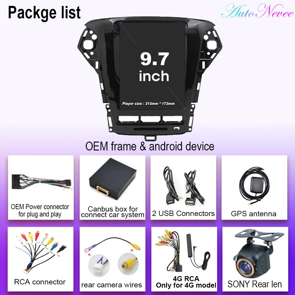 For Ford Mondeo MK4 2011-2013 Autoradio Carplay Android 14 DSP Multimedia Auto 4G WIFI BT 9.7inch Screen Car Radio Stereo QLED