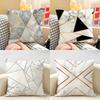 Marble Geometric Patterns Cushion Cover Natural Linen Organic Fabric Double-Sided Printing Breathable Perfect For Home Decor