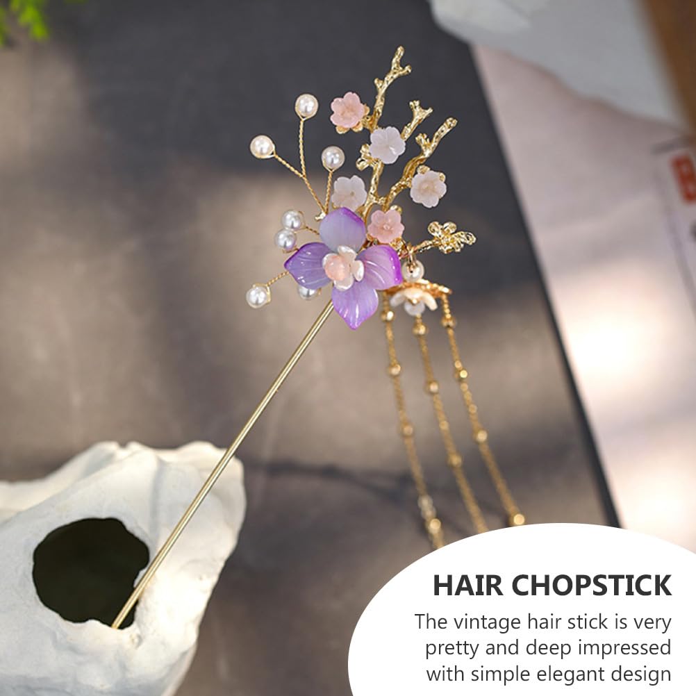 Alloy Tassel Hairpin with Jade Flower and Pearl Perfect for Kimono and Tomesode Hair Accessory Hairpin, Kanzashi, Design, (Furisode) (Tomesode),