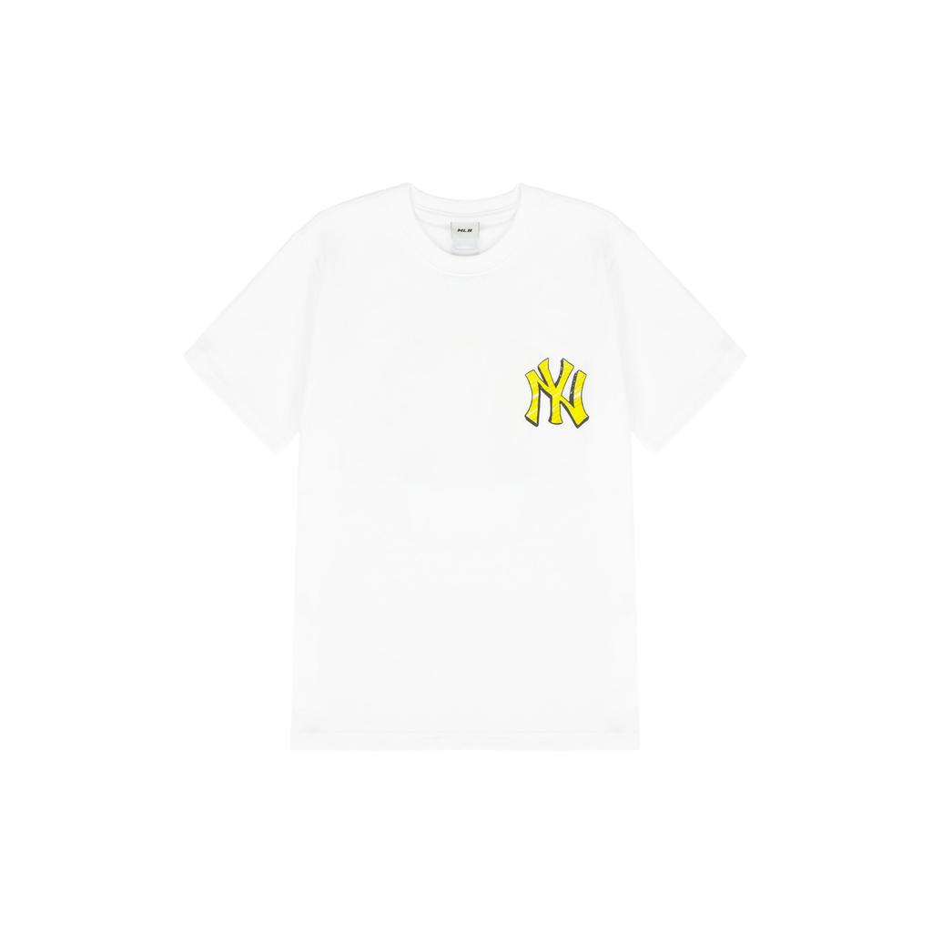 MLB New York Yankees Rückseitenlogo Kurzarm-T-Shirt Unisex T-Shirts Weiß 3ATS03023-50WHS