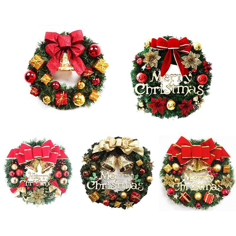 Wreath Christmas Merry Garland Xmas Front Door Wall Decoration Ornament Bell