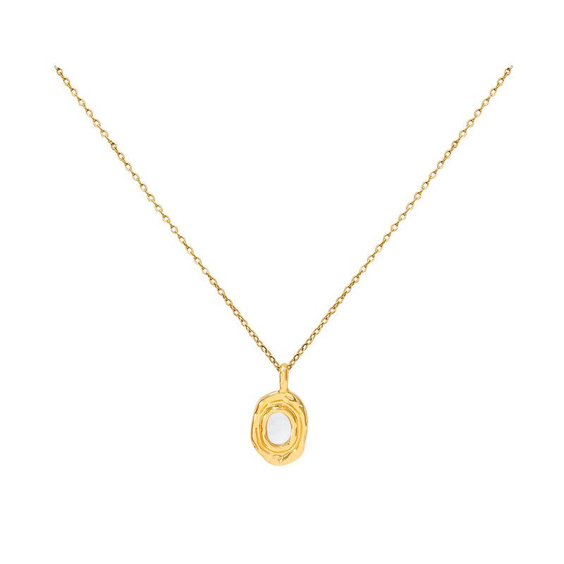 Simple Oval Irregular Fritillary Titanium Steel Necklace Women's French Premium Clavicle Chain Fashion Accessories