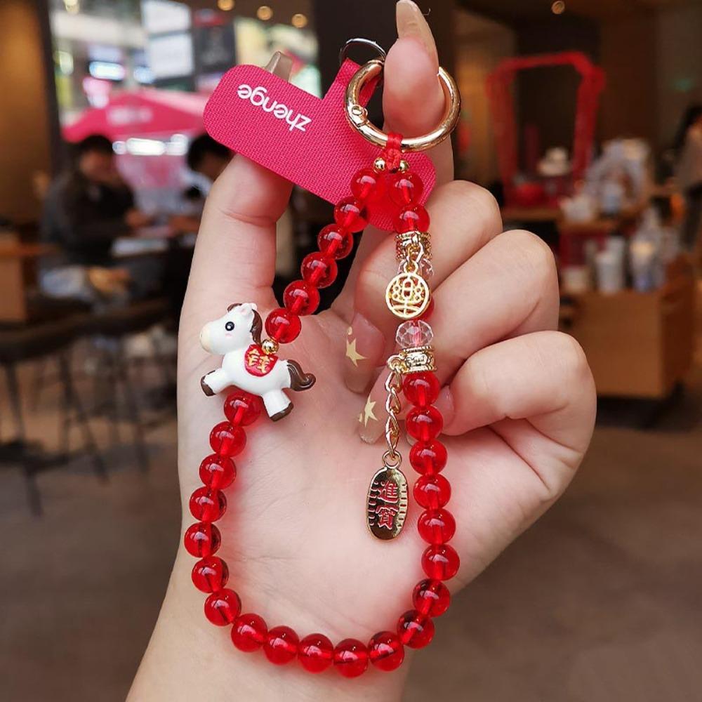 Cartoon Beaded Phone Chain Detachable Mobile Phone Lanyard Mobile Phone Strap  New Year Gift красный