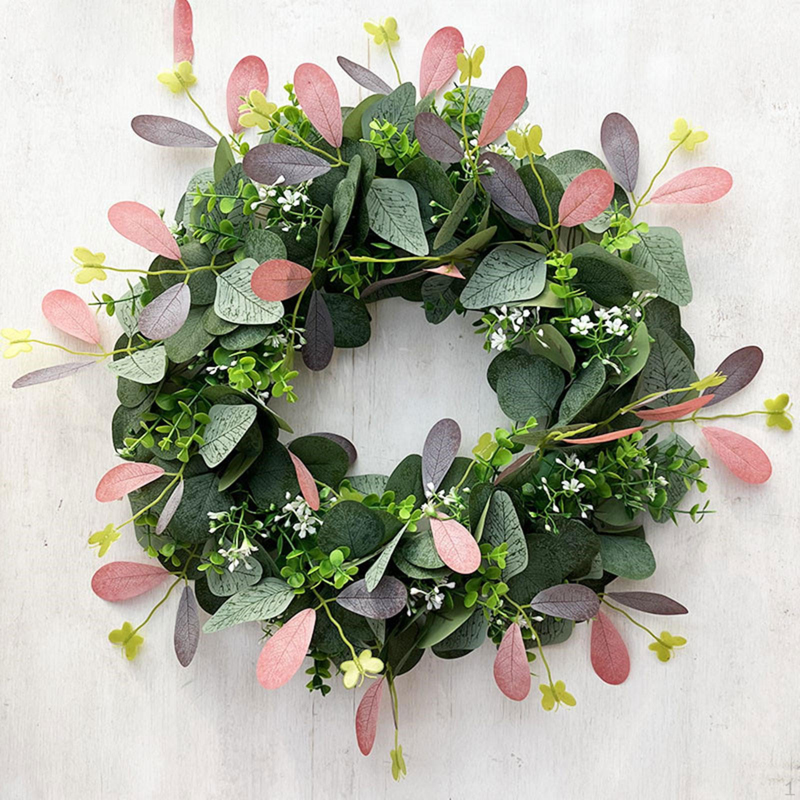 Green Eucalyptus Leaf Wreath, Artificial Handmade for