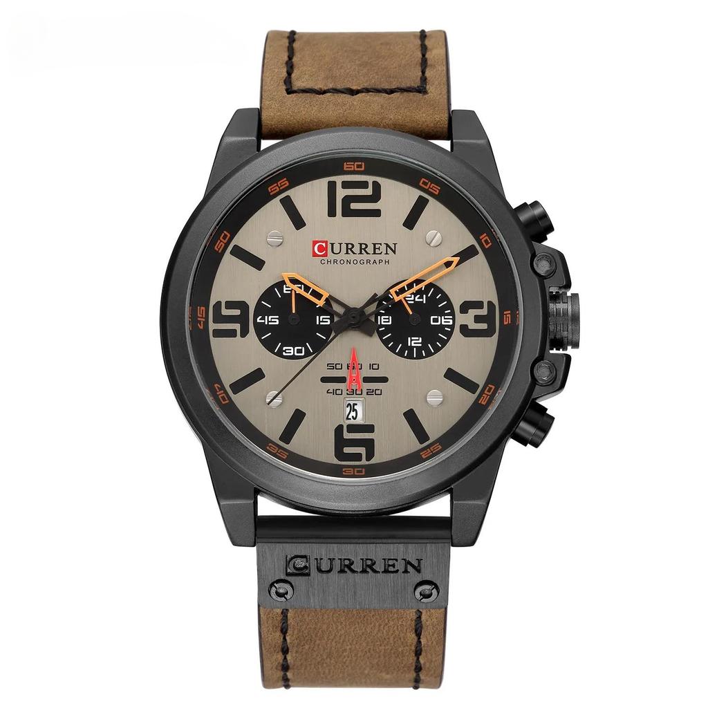 Waterproof Quartz Leather Wristwatch for Men's Daily Wear