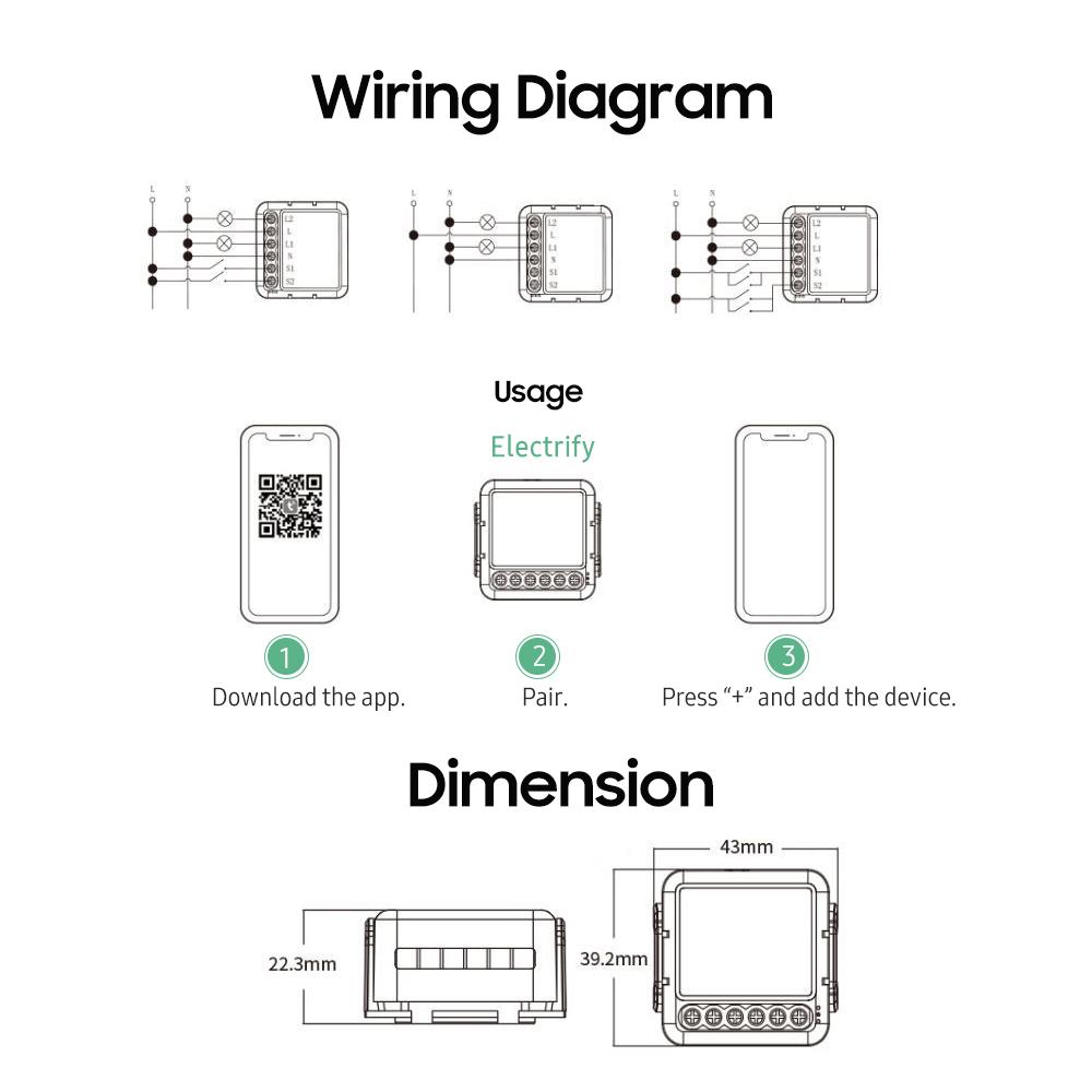 Zigbee Smart Dimmer Switch Module 2-Way APP Remote Control Voice Control Timing Group Sharing Compatible with Echo Google Home for Home Office