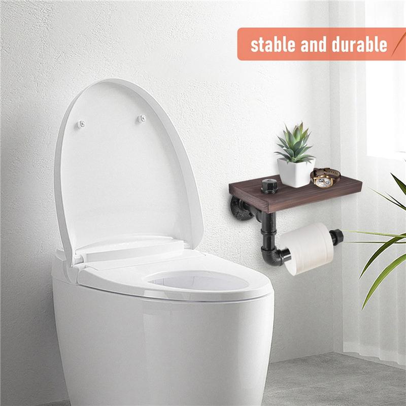 

BAAU Rustic Industrial Toilet Paper Roll Holder,Pipe Floating Holder For Home/Bathroom,Wall Mounted Shelf