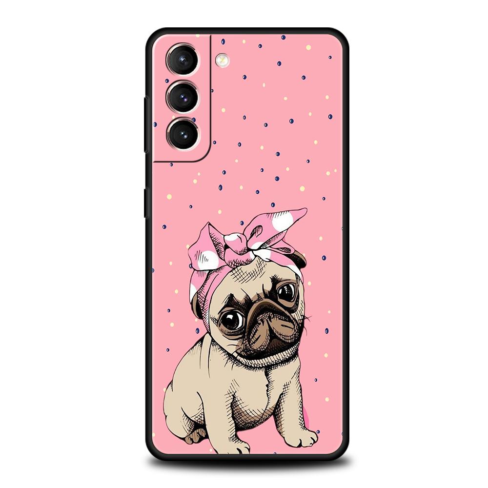 Cute Pug Dog Phone Case For Samsung Galaxy S24 S23 S22 S20 S21 FE Ultra S24 S23 S10 S10E S9 S8 Plus 5G Phone Cover Fundas Capas