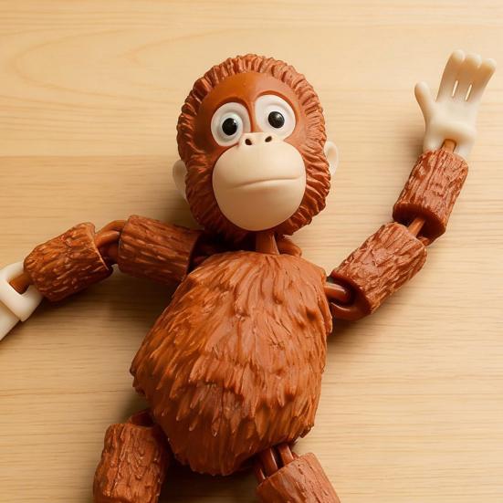 Articulated Monkey Figurine with Movable Joints 3D Printed Cute Monkey Figurine Collectible Fidget Desk Toy for Home Office