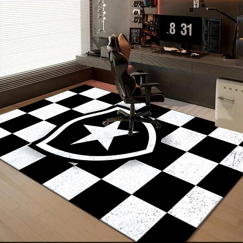 Shield With Star Emblem Printed Office Carpet Chair Cushion Entryway Rug, Rugs for Living Room, Bedroom Christmas gifts