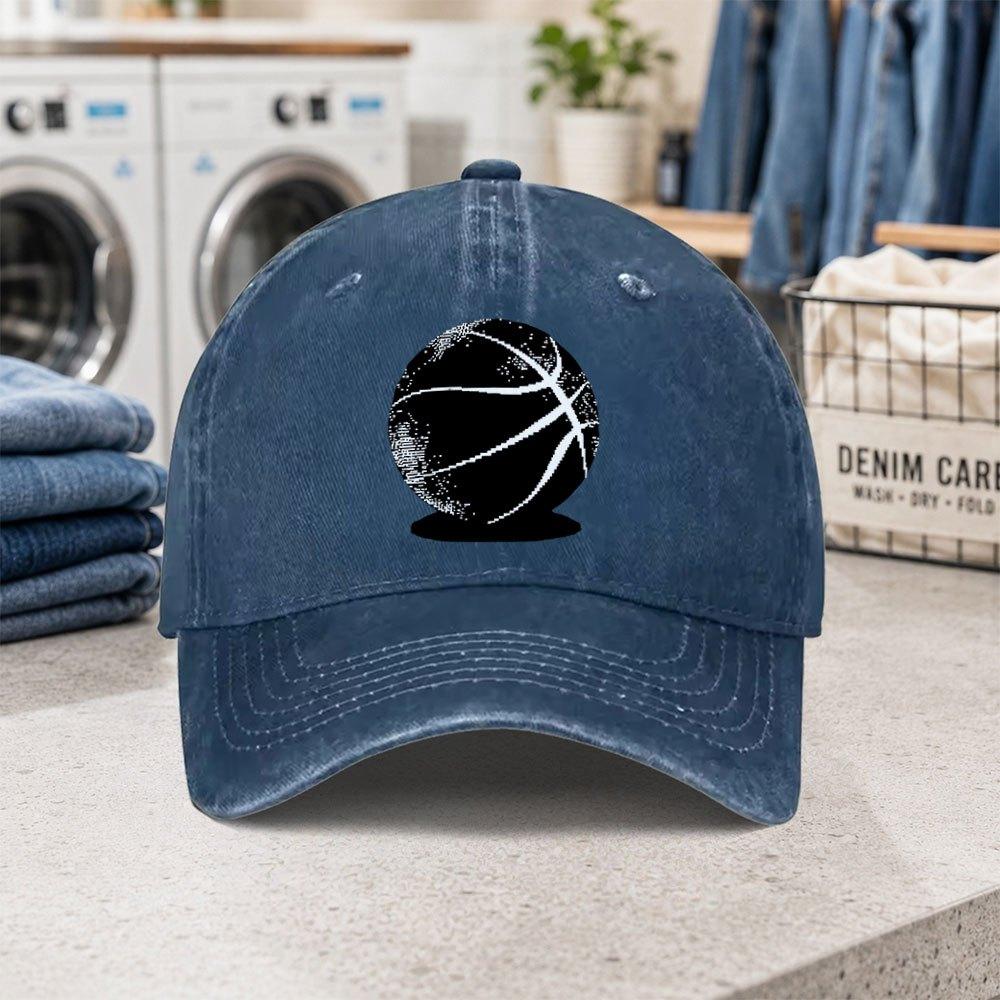 Basketball Pattern Washed Adjustable Baseball Cap Lightweight Duckbill Cap for Parties Stylish Outfits Gifts