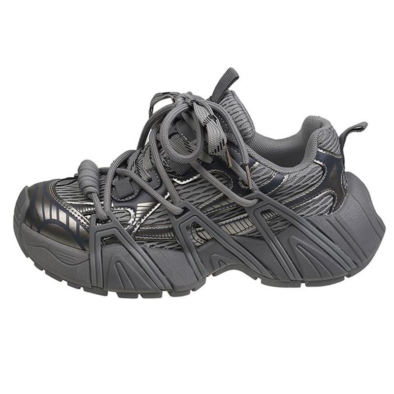 

New Women s Casual Shoes Strap Running Women s Shoes Chunky Sneakers Mesh Shoes Thick Sole Non-slip Elevated Casual Sneakers 35 сірий колір