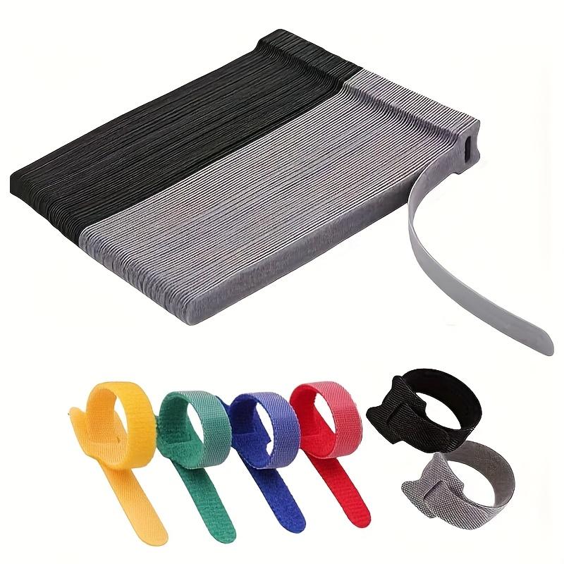 70 buc. Legături de cablu cu scai de culoare mixtă - Organizator de cabluri din material durabil pentru casă și birou, design vibrant în dungi, fixare sigură cu buclă