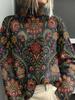 New Christmas abstract print casual cape jacket cardigan thick needle sweater