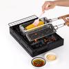 Grill Baskets for Outdoor Grill Stainless Steel Rolling Grilling Basket Portable Outdoor Camping BBQ Rack with Wood Handle