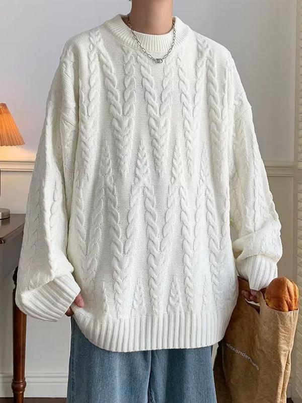 Herren Cardigan im koreanischen Stil mit Kreuzstich: Herbst/Winter Lässiger Strickpullover mit Rundhalsausschnitt, inspiriert von Hongkong.