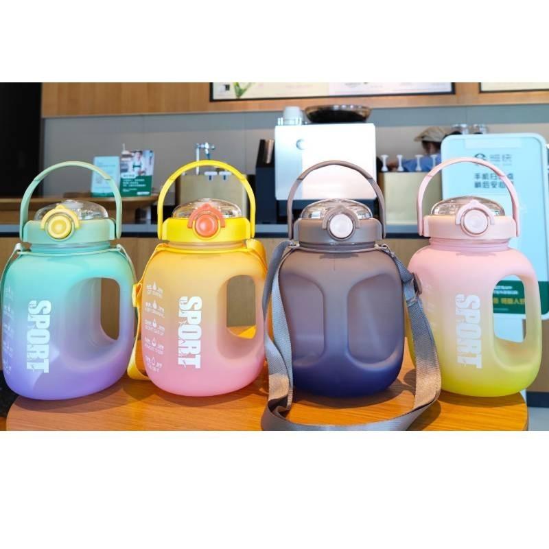 Straw Capacity Large Plastic Cup Portable Outdoor Sports Kettle Water Bottle