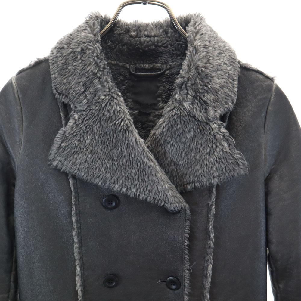 Diesel Made In Italy Fake Mouton Coat L Charcoal Gray Women Used
