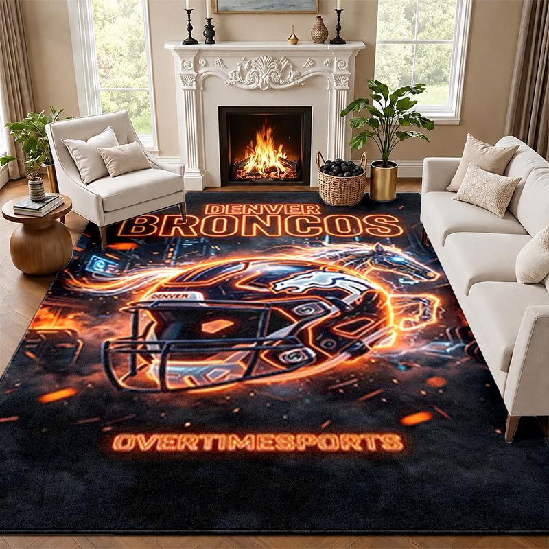 Denver Broncos Carpet Door Mat for Living Room or Bedroom Protective Mat Under Chair Office Decoration Christmas Gift Birthday Present