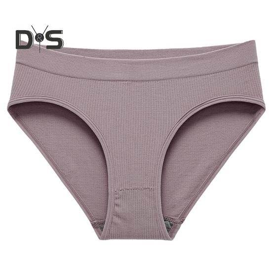 Women Panties Solid Color Elastic Mid Waist Seamless Thin Thread Soft Anti Septic Breathable Intimate Clothes Lady Underwear Briefs