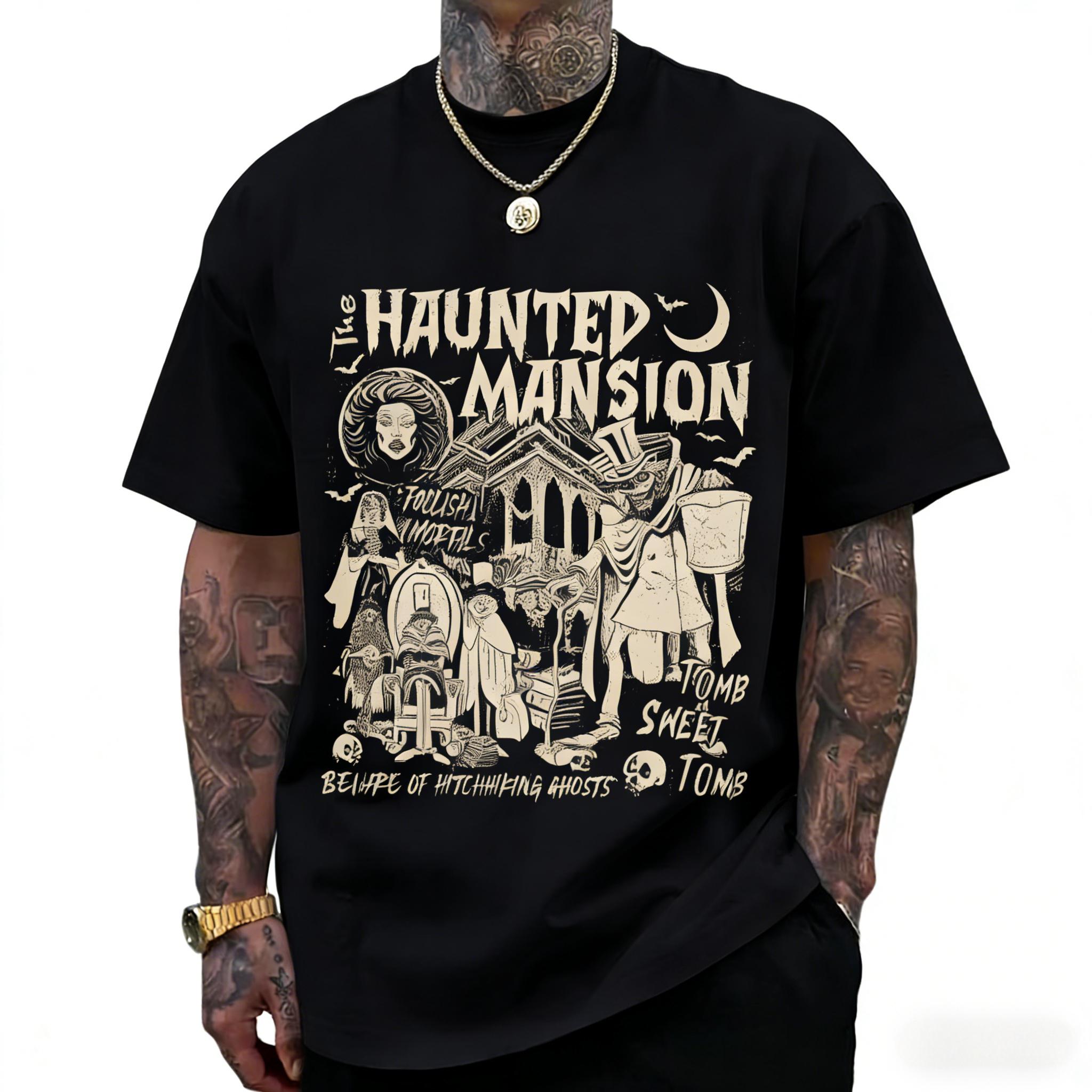 Retro The Haunted Mansion Shirt Disney Spooky Season Shirt Madam Leota Hitchhiking Ghosts Halloween Gothic Family Shirt S