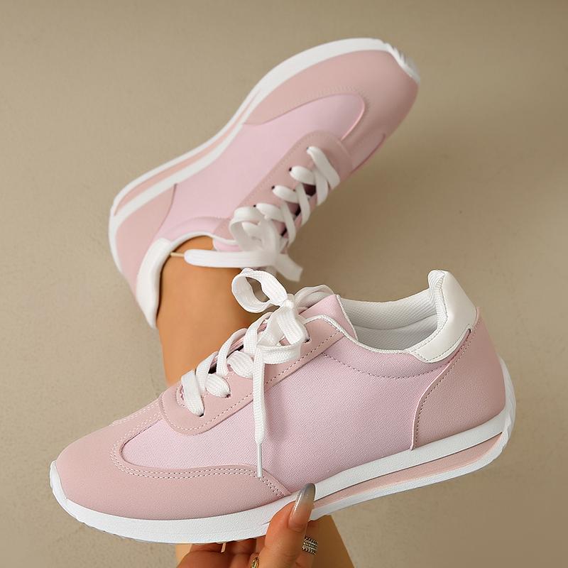 Fashion Speing Autumn Lace Up Pink Sneakers Women Comfort Patchwork Platform Sports Shoes Woman Lightweight Plus Size Soft Sole Flats 43