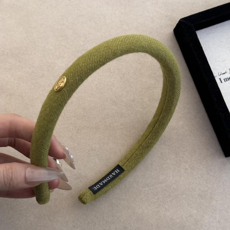 Small Gold Medal Colored Woolen Velvet Faceband - Simple Autumn/Winter Pure Color Thin Style Headband for Hair