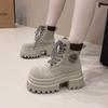New 2025 Women's Ankle Boots Autumn Winter Punk Shoes High Platform Retro Chunky Boots Casual Leather Short Boots Bota Mujer 9CM