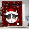 Tu Cat Christmas Shower Curtain Cute Kitty Holiday Bathroom Decor Festive Pet Lover Gift Holiday Decoracin Navidad Adorable Hol