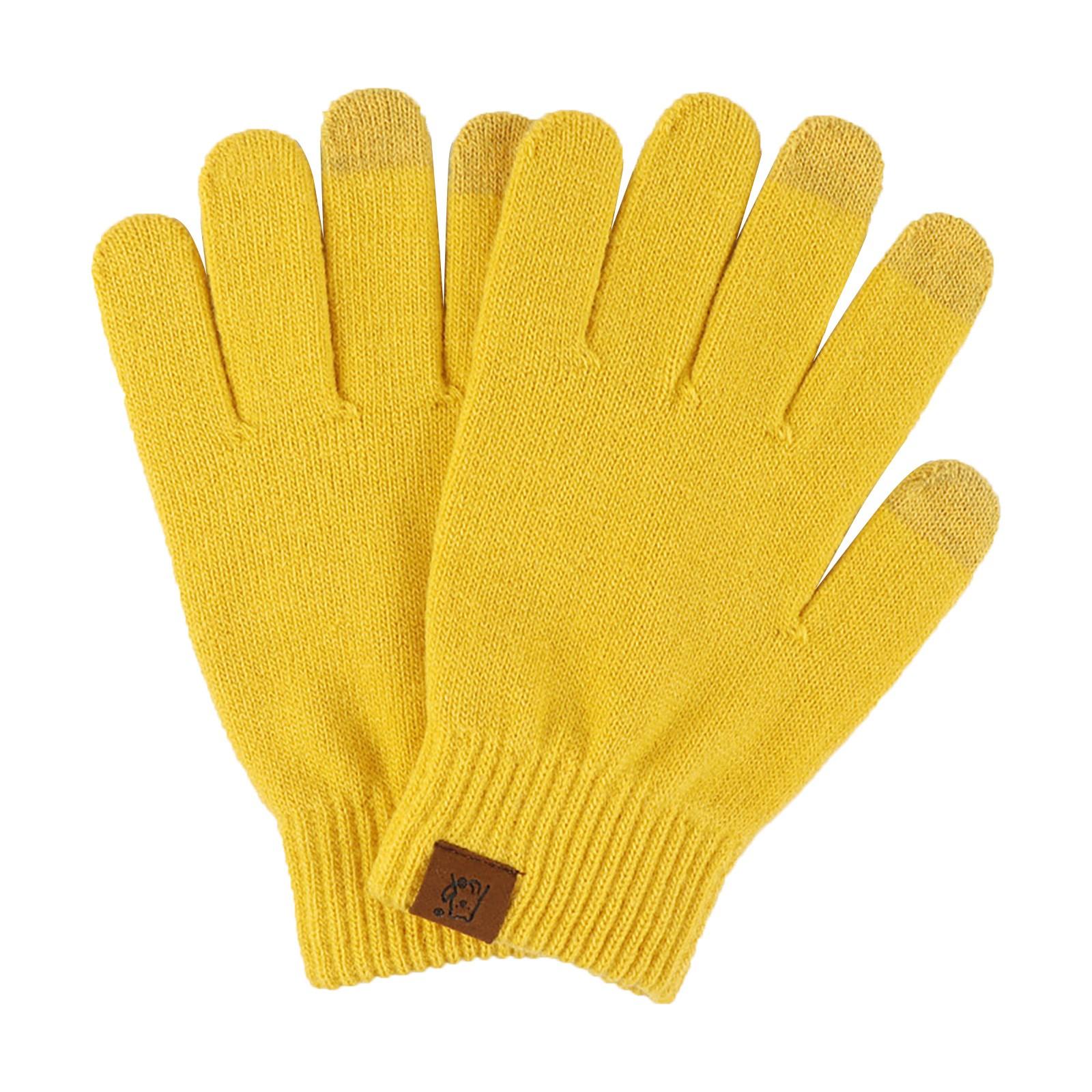 

Унисекс зимние кашемировые вязаные силиконовые нескользящие утолщенные теплые флисовые перчатки жёлтый