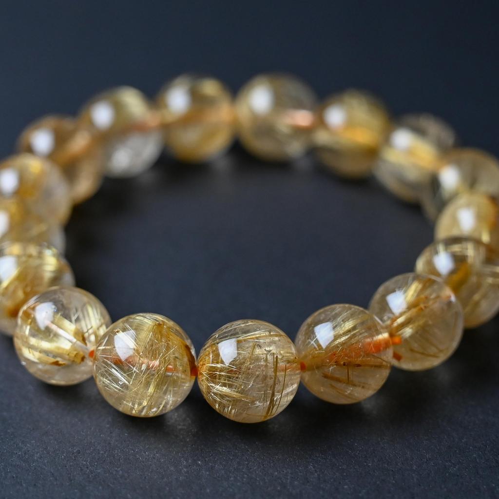 Jewelry Town Shosenkyo Rutilated Quartz 13mm 18cm Inner Power Stone for Good Fortune and Career [Eigado] Bracelet, Beads, Diameter,