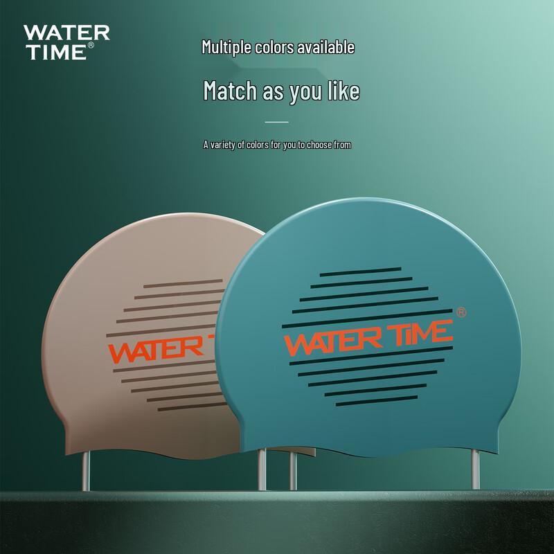 WATERTIME Elastic Waterproof Silicone Swim Cap for Long Hair