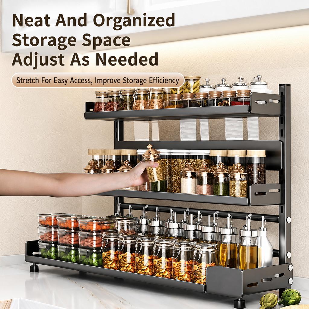 Kitchen Spice Rack Storage Organizer Countertop Knife Holder Modern Minimalist Carbon Steel