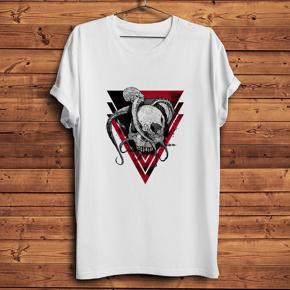 Deep Sea Octopus and Skull Funny Goth TShirtUnisex Homme Summer White Casual Cool Punk Streetwear Tshirtunisex Tee Breathable