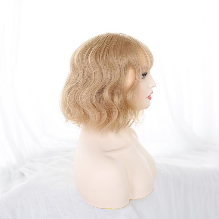 Bybrana Ladies Bangs Waves Short Hair Synthetic Hair Wigs Daily Wear