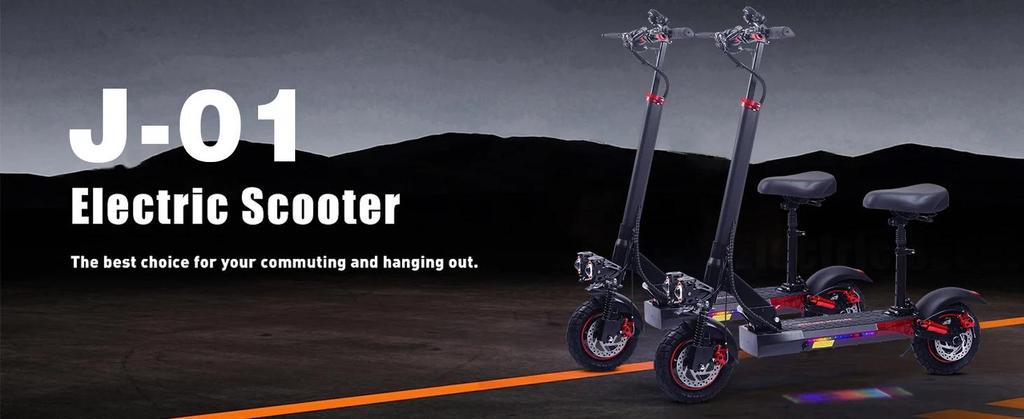 New Electric Scooter J-01 800W Motor 48V15AH Battery With Seat E-Scooter Adult 10" Tire City Commuter All-Terrain Fold Scooters