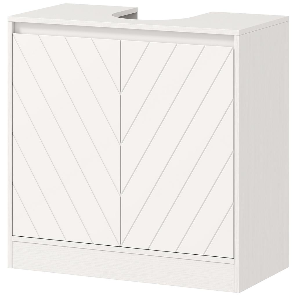 Under-Sink Cabinet Bathroom Cabinet with 2 Doors Adjustable Shelf for Sinks with or Without Pedestal 60x30x59.8 Cm White