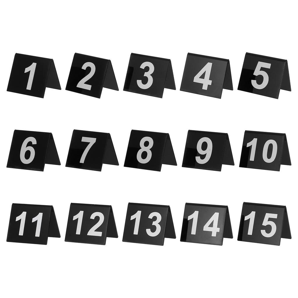 15Pcs Acrylic Number Markers Black Background Double-Sided V Shape Restaurant Table Numbers Scene Props Detective Party