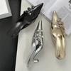 2025 Summer Pointed Toe Shoes Women Pumps Slipper Fashion Decoration Buckle Shallow Slip on Ladies Mules Shoe 4cm High Slides