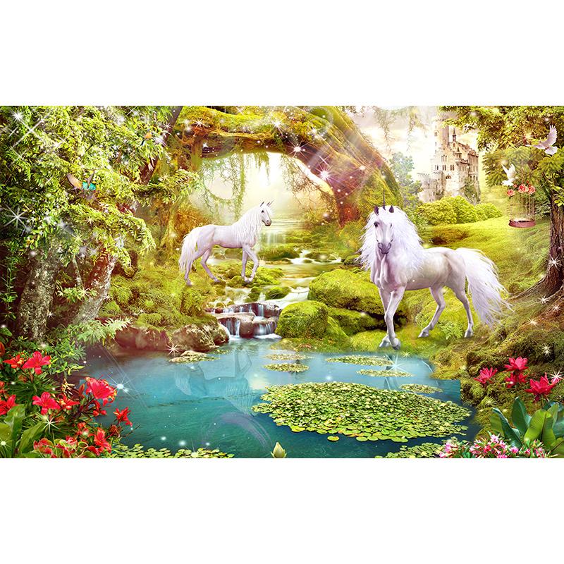 Mural Wallpaper 3D Beautiful Forest White Horse Lake Nature Scenery Photo Wall Paper Living Room TV Sofa Background Wall Home Decor Rolls