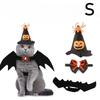 3×Halloween Pet Cat Costume Decoration Set - Bat Wings Collar Headband Accessories, Spooky Cute Cosplay Dress-Up Halloween Party