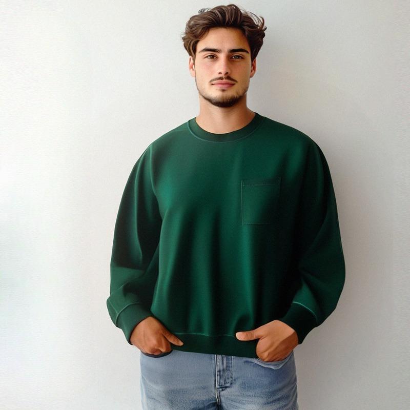 Felpa da uomo morbida girocollo, pullover girocollo traspirante, felpe a manica lunga sportive da esterno, pullover caldi e traspiranti per l'autunno da uomo