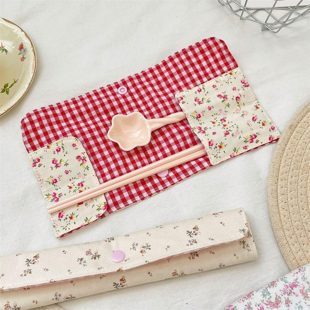 Lightweight Utensil Pouch Snap Button Fixed Tableware Storage Bag Cutlery Storage Bag Travel
