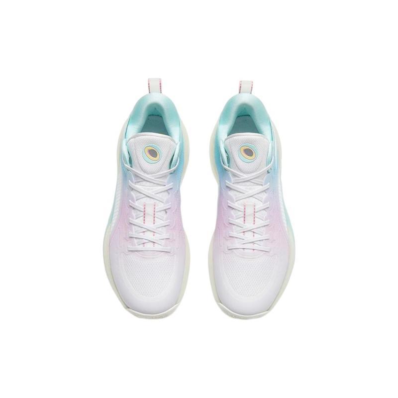 Anta Cement Bubble 3 Anti-Slip Wear-Resistant Low-Top Basketball Shoes Men's White Pink Blue Sneakers 112321604-4