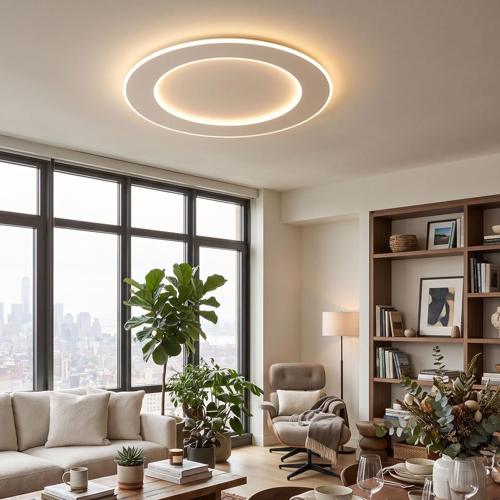 15.75in Modern Dimmable Led Flush Mount Ceiling Light with Remote Control Round Ceiling Light Fixture for Bedroom