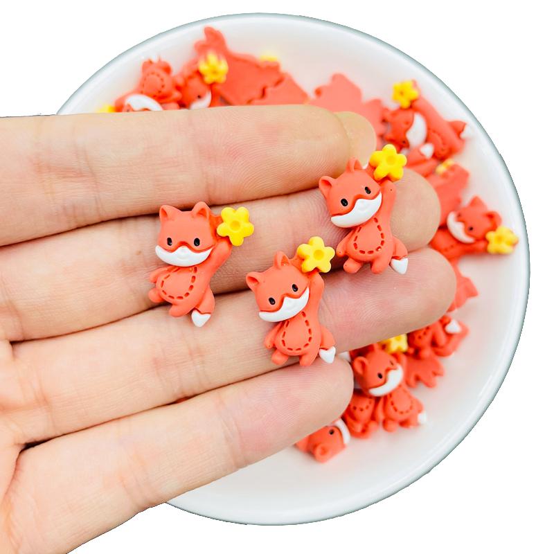 20 Pcs New Cute Mini Animal Fox Flat Back Resin Cabochons Scrapbook Diy Earwear Hairpin Jewelry Craft Decoration Accessories A61