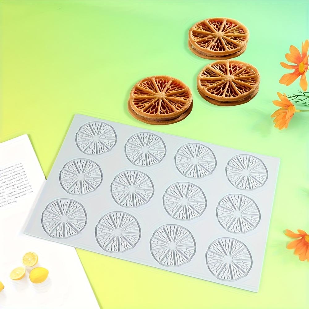 12-Hole Lemon Lace Silicone Mold, Exquisite Lemon Slice Texture Baking Mold, Cookie Chocolate Candy Decoration Mold, Food-Grade Silicone