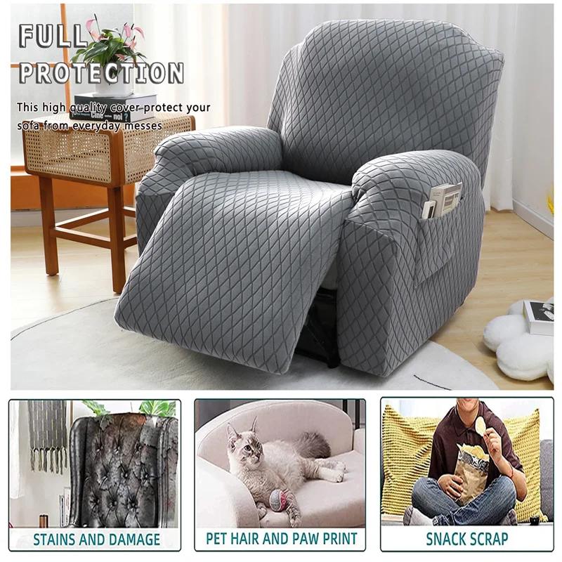 4Pcs Split Thicken Recliner Chair Cover Elastic Jacquard Single Sofa Covers  Chair Slipcovers Stretch Armchair Protector