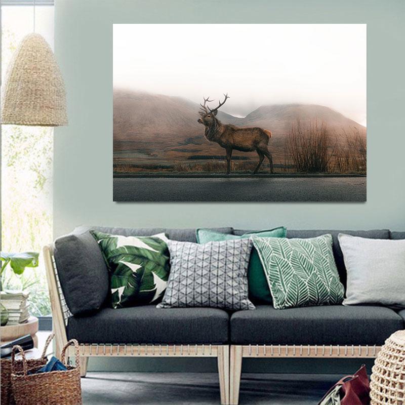 Giant Deer Oil Painting Animal Poster Giant Deer Landscape Painting Home Decoration Wall Decoration
