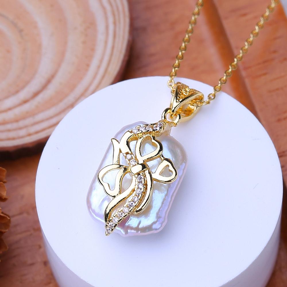 LSOOYH Natural Freshwater Big Baroque Pearl Necklaces Party Elegant Vintage Pendant, Birthday Gifts for Women